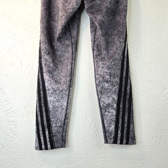 Adidas Leggings Size Medium Gray Black Stretchy Athletic Workout Pull On Pants - Picture 7 of 10